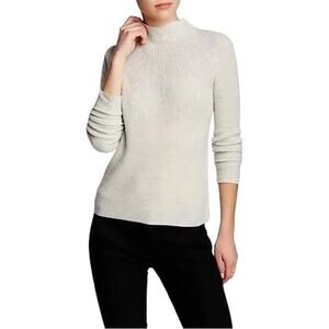 Vince Women XXS Beige Cashmere Sweater Mock Neck Normcore Ribbed Cream Luxury